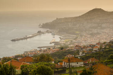 Blick über den Hafen und die Altstadt von Funchal von einer erhöhten Position aus, Funchal, Madeira, Portugal, Atlantik, Europa - RHPLF04973