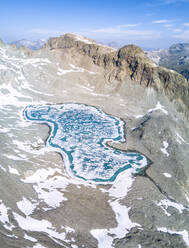 Panorama von Lej Lagrev bei Tauwetter, St. Moritz, Engadin, Kanton Graubünden, Schweiz, Europa - RHPLF05167