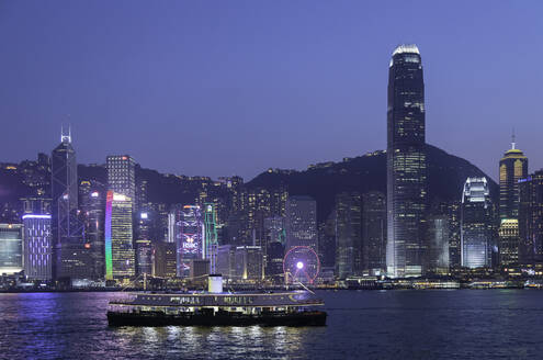 Star Ferry in Victoria Harbour at dusk, Hong Kong Island, Hong Kong, China, Asia - RHPLF05236