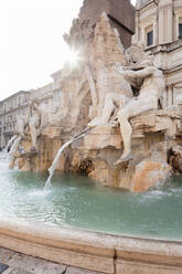 Brunnen Fontana dei Quattro Fiumi, Architekt Bernini, Piazza Navona, Rom, Latium, Italien, Europa - RHPLF05337