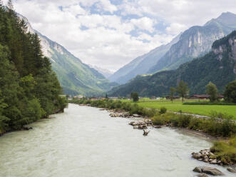 Mountain river and valley near Engelberg, Swiss Alps, Switzerland, Europe - RHPLF05407
