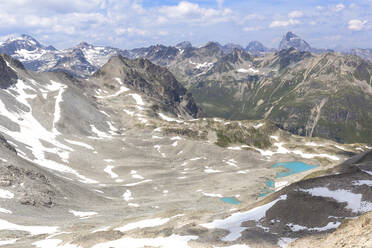 Höhenblick auf Lej Verd, Val Bever, Engadin, Graubünden, Schweiz, Europa - RHPLF05415