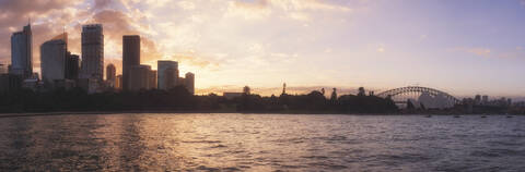 Sydney city skyline panorama from Sydney Harbour, Sydney, New South Wales, Australia, Pacific stock photo