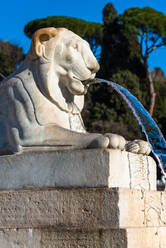 Brunnen mit Löwenskulptur auf der Piazza del Popolo (Platz des Volkes), Rom, Latium, Italien, Europa - RHPLF05776