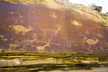 Nofretete-Petroglyphen, Gray Canyon, nördlich von Green River, Utah, Vereinigte Staaten von Amerika, Nord-Amerika - RHPLF05803