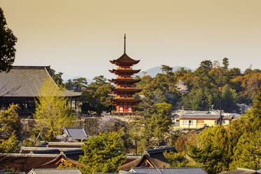 Komyoin five story pagoda, UNESCO World Heritage Site, Miyajima Island, Hiroshima Prefecture, Honshu, Japan, Asia - RHPLF05950