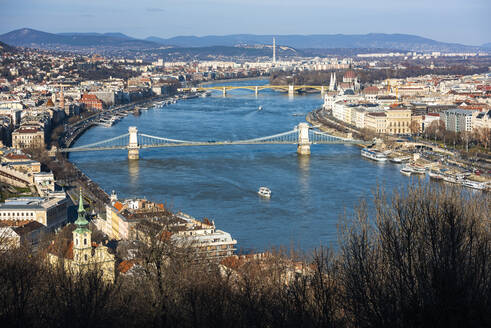 Blick auf die Donau vom Gellertberg, Budapest, Ungarn, Europa - RHPLF06012