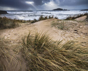 The beach at Bantham during a storm, near Kingsbridge, Devon, England, United Kingdom, Europe - RHPLF06369