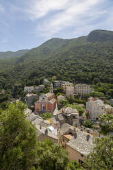 Santa Giulia church in the historic hill village of Nonza on Cap Corse, the most northerly point of Corsica, France, Mediterranean, Europe - RHPLF06446