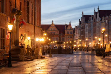 Dlugi Targ Straße bei Nacht, Danzig, Polen, Europa - RHPLF06588