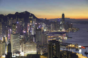 Skyline of Hong Kong Island at sunset, Hong Kong, China, Asia - RHPLF06874