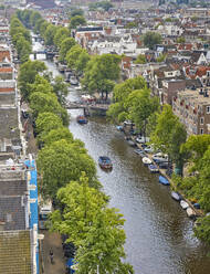 Luftaufnahme des Prinsengracht-Kanals, Amsterdam, Nordholland, Niederlande, Europa - RHPLF06882