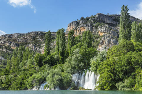 Roski Slap Wasserfall, Nationalpark Krka, Dalmatien, Kroatien, Europa, lizenzfreies Stockfoto