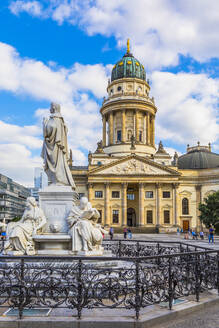 Statue in front of Deutscher Dom on Gendarmenmarkt square, Berlin, Germany - RHPLF06985