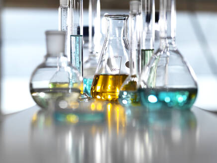 Chemical Research, A range of chemical formulas being developed in the laboratory for research into new products - ABRF00459