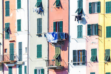 Detail of traditional houses of Porto Venere, Cinque Terre, UNESCO World Heritage Site, Liguria, Italy, Europe - RHPLF07189