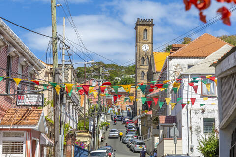 Ansicht der Kathedrale der Unbefleckten Empfängnis in St. George's, Grenada, Inseln über dem Winde, Westindien, Karibik, Mittelamerika, lizenzfreies Stockfoto