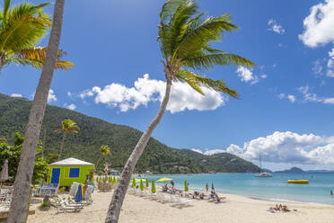 Blick auf den Strand von Cane Garden Bay, Tortola, Britische Jungferninseln, Westindien, Karibik, Mittelamerika - RHPLF07296