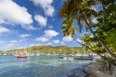 Boote in Port Elizabeth, Admiralty Bay, Bequia, Die Grenadinen, St. Vincent und die Grenadinen, Inseln über dem Winde, Westindische Inseln, Karibik, Mittelamerika - RHPLF07298