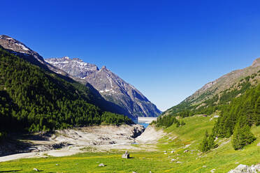 Lake Place Moulin glacial reservoir, Aosta Valley, Italian Alps, Italy, Europe - RHPLF07408