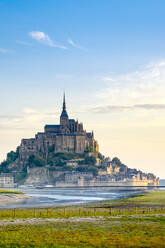 Le Mont-Saint-Michel at sunrise, UNESCO World Heritage Site, Manche Department, Normandy, France, Europe - RHPLF07537
