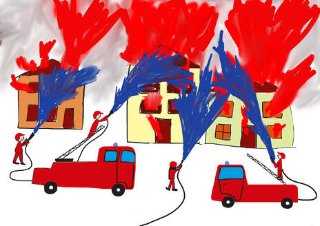 Kinderzeichnung eines Feuerwehreinsatzes - WWF05195