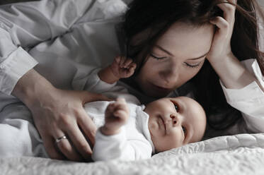 Close-up of woman with her baby son - EYAF00437