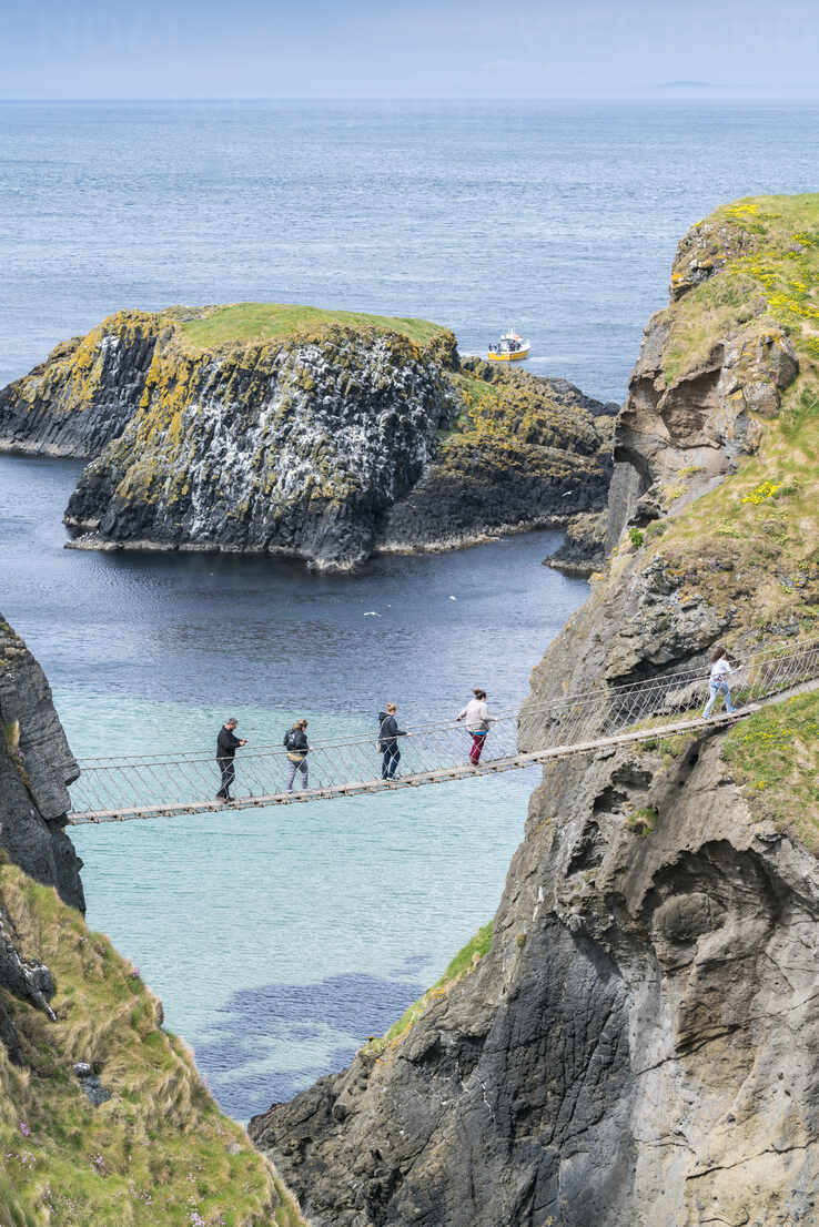 View of the Carrick a Rede Rope Bridge, Ballintoy, Ballycastle