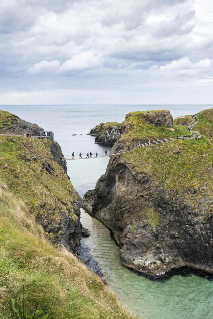 View of the Carrick a Rede Rope Bridge, Ballintoy, Ballycastle