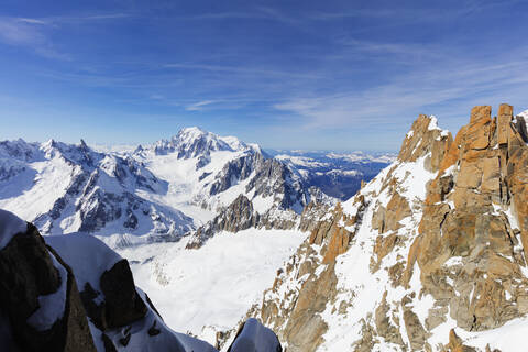 Mont Blanc 4810m, Chamonix, Rhone Alpes, Haute Savoie, French Alps, France, Europe stock photo