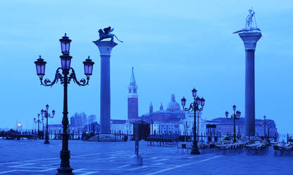 Doge's Palace and Piazzetta against San Giorgio Maggiore in early morning light, Venice, UNESCO World Heritage Site, Veneto, Italy, Europe - RHPLF08204