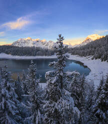 Der Palu-See im Winter im Malenco-Tal, Italien, Europa - RHPLF08375