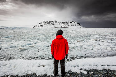 Taking in the view of glaciers in Granite Bay, on mainland Antarctica, Polar Regions - RHPLF08390