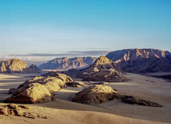 Landscape of Wadi Rum, aerial view from a balloon, Aqaba Governorate, Jordan, Middle East - RHPLF08417