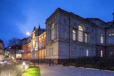 Friedrichsbad (Fredericks bathhouse) at dusk, Baden-Baden, Baden-Wurttemberg, Germany, Europe - RHPLF08435