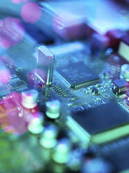 Fibre optics carrying data passing across electronic circuit board - ABRF00611