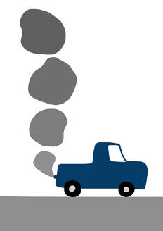 Kinderzeichnung eines Autos, das Abgase ausstößt - WWF05224