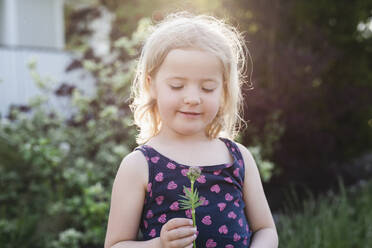 Girl holding small flower - JOHF00042