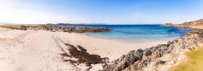 Panoramic view of Smirisary Beach against sky at Lochaber, Scotland, UK - SMAF01469