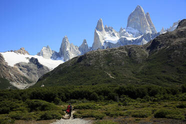 Trekking under Monte Fitz Roy, El Chalten, Argentine Patagonia, Argentina, South America - RHPLF08602