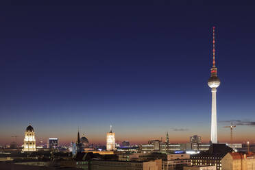 Berlin Mitte with Berliner Fernsehturm TV Tower and Rotes Rathaus (Red Town Hall), Berlin, Germany, Europe - RHPLF08607