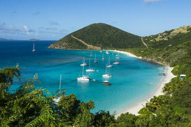 Aussicht auf die White Bay, Jost Van Dyke, Britische Jungferninseln, Westindische Inseln, Karibik, Mittelamerika - RHPLF08639