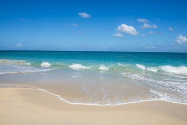 Scenic view of seascape against blue sky during sunny day, Grenada, Caribbean - RUNF02991