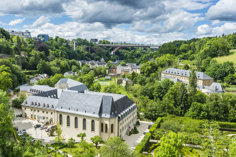 High angle view of old quarter in Luxembourg stock photo