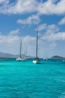 Segelboote vor Anker in Tobago Cays, St. Vincent und die Grenadinen, Karibik - RUNF03094