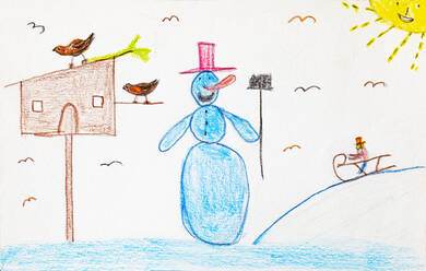 Kinderzeichnung eines Schneemanns - WWF05247