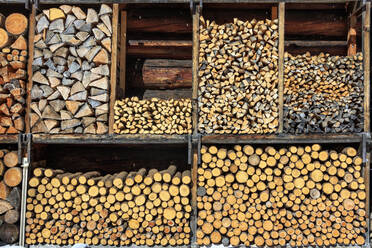 Details of firewood stack, Switzerland, Europe - RHPLF08802