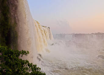 View of the Iguazu Falls at sunset, UNESCO World Heritage Site, Foz do Iguacu, State of Parana, Brazil, South America - RHPLF08883