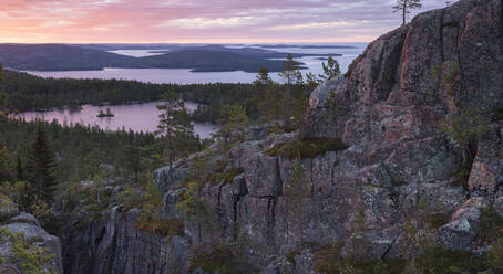 Klippen und Wald an der Ostsee bei Sonnenuntergang im Skuleskogen-Nationalpark, Schweden - FOLF11120