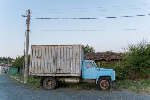 Old truck parked in the countryside, Strandja mountains, Bulgaria - AFVF03926